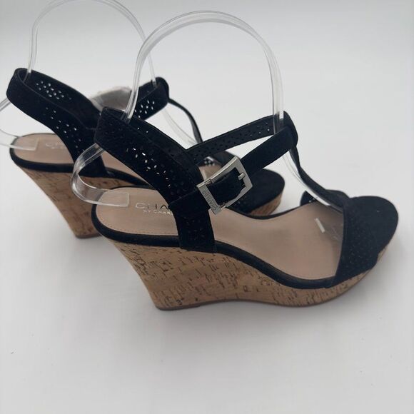 Brand New Charles by Charles David Black Cork Wedge with Buckle Strap. Size 8.5M - Picture 2 of 9